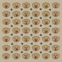 seamless cute dog and paw pattern vector