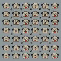 seamless cute dog and paw pattern vector