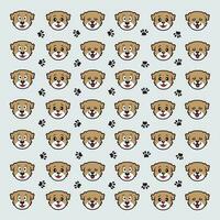 seamless cute dog and paw pattern vector