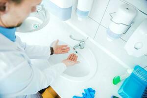 Doctor Office Hands Cleaning. photo