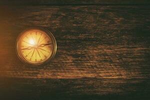 Compass and Wood Background photo