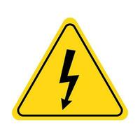 Electric shock danger icon. High voltage shock caution sign with electric lightning. Warning, danger, yellow triangle sign vector