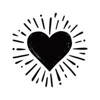 Heart hipster sunburst. Hand drawn vector