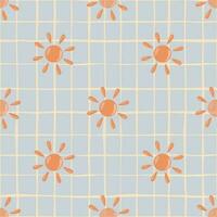 Sun seamless hand drawn pattern in doodle style. vector