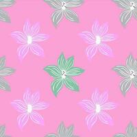 Cute stylized bud flowers background. Abstract flower seamless pattern in simple style. vector