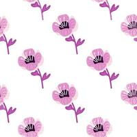 Stylized cute flower seamless pattern in simple style. Abstract floral endless background. vector