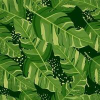 Hawaiian-inspired pattern. Fashionably exotic, palm trees and lush greenery wallpaper. Abstract backdrop botanical garden. vector