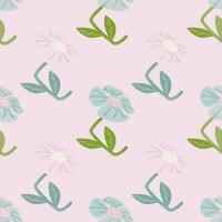 Contemporary cute stylized flowers seamless pattern. Decorative naive style botanical wallpaper. vector