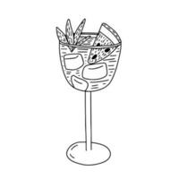 Vector watermelon non alcoholic cocktail sketch illustration