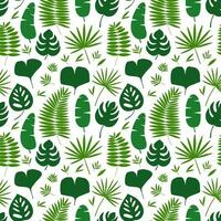 Vector tropical and jungle leaves seamless pattern. Flat different leaves pattern. Monstera, banana palm leaf, fan palm leaf and ginkgo biloba