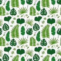 Vector tropical and jungle leaves seamless pattern. Flat different leaves pattern. Monstera, banana palm leaf, fan palm leaf and ginkgo biloba