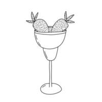 Alcoholic margarita cocktail with strawberry sketch vector