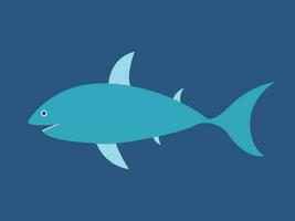 Vector blue shark flat style illustration