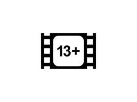 Sign of Adult Only for Thirteen Plus, 13 Plus Age in the Filmstrip. Age Rating Movie Icon Symbol for Movie Poster, Banner, Backdrop, Apps, Website or Graphic Design Element. Vector Illustration