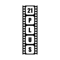 Sign of Adult Only for Eighteen Plus, 18 Plus and Twenty One Plus or 21 PlusAge in the Filmstrip. Age Rating Movie Icon Symbol for Movie Poster, Apps, Website or Graphic Design Element. Vector