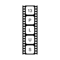 Sign of Adult Only for Thirteen Plus, 13 Plus Age in the Filmstrip. Age Rating Movie Icon Symbol for Movie Poster, Banner, Backdrop, Apps, Website or Graphic Design Element. Vector Illustration