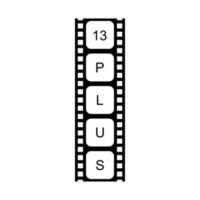 Sign of Adult Only for Thirteen Plus, 13 Plus Age in the Filmstrip. Age Rating Movie Icon Symbol for Movie Poster, Banner, Backdrop, Apps, Website or Graphic Design Element. Vector Illustration