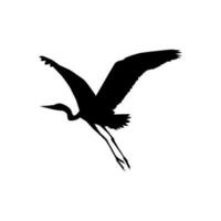 The Black Heron Bird, Egretta Ardesiaca, also known as the Black Egret Silhouette for Art Illustration, Logo, Pictogram, Website, or Graphic Design Element. Vector Illustration