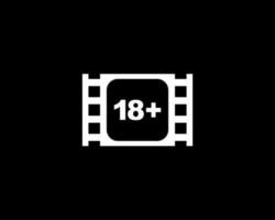 Sign of Adult Only for Eighteen Plus, 18 Plus and Twenty One Plus or 21 PlusAge in the Filmstrip. Age Rating Movie Icon Symbol for Movie Poster, Apps, Website or Graphic Design Element. Vector