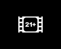 Sign of Adult Only for Eighteen Plus, 18 Plus and Twenty One Plus or 21 PlusAge in the Filmstrip. Age Rating Movie Icon Symbol for Movie Poster, Apps, Website or Graphic Design Element. Vector