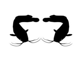 Pair of the Catfish Silhouette for Logo type, Art Illustration, Apps, Website, Pictogram or Graphic Design Element. Vector Illustration