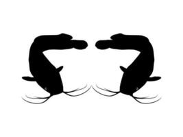 Pair of the Catfish Silhouette for Logo type, Art Illustration, Apps, Website, Pictogram or Graphic Design Element. Vector Illustration