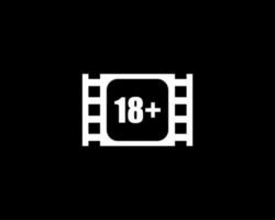 Sign of Adult Only for Eighteen Plus, 18 Plus and Twenty One Plus or 21 PlusAge in the Filmstrip. Age Rating Movie Icon Symbol for Movie Poster, Apps, Website or Graphic Design Element. Vector