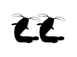 Pair of the Catfish Silhouette for Logo type, Art Illustration, Apps, Website, Pictogram or Graphic Design Element. Vector Illustration