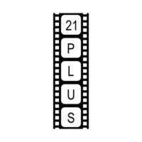 Sign of Adult Only for Eighteen Plus, 18 Plus and Twenty One Plus or 21 PlusAge in the Filmstrip. Age Rating Movie Icon Symbol for Movie Poster, Apps, Website or Graphic Design Element. Vector