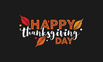 Happy Thanksgiving day cute typography with fall leaves free vector