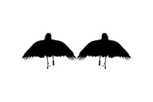 Pair of The Black Heron Bird, Egretta Ardesiaca, also known as the Black Egret Silhouette for Art Illustration, Logo, Pictogram, Website, or Graphic Design Element. Vector Illustration