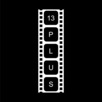 Sign of Adult Only for Thirteen Plus, 13 Plus Age in the Filmstrip. Age Rating Movie Icon Symbol for Movie Poster, Banner, Backdrop, Apps, Website or Graphic Design Element. Vector Illustration