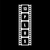 Sign of Adult Only for Thirteen Plus, 13 Plus Age in the Filmstrip. Age Rating Movie Icon Symbol for Movie Poster, Banner, Backdrop, Apps, Website or Graphic Design Element. Vector Illustration