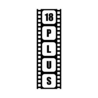 Sign of Adult Only for Eighteen Plus, 18 Plus and Twenty One Plus or 21 PlusAge in the Filmstrip. Age Rating Movie Icon Symbol for Movie Poster, Apps, Website or Graphic Design Element. Vector