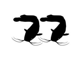 Pair of the Catfish Silhouette for Logo type, Art Illustration, Apps, Website, Pictogram or Graphic Design Element. Vector Illustration