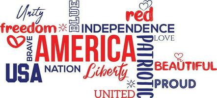 Happy 4th of july USA independence day word cloud design vector