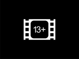 Sign of Adult Only for Thirteen Plus, 13 Plus Age in the Filmstrip. Age Rating Movie Icon Symbol for Movie Poster, Banner, Backdrop, Apps, Website or Graphic Design Element. Vector Illustration