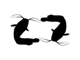 Pair of the Catfish Silhouette for Logo type, Art Illustration, Apps, Website, Pictogram or Graphic Design Element. Vector Illustration