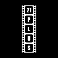 Sign of Adult Only for Eighteen Plus, 18 Plus and Twenty One Plus or 21 PlusAge in the Filmstrip. Age Rating Movie Icon Symbol for Movie Poster, Apps, Website or Graphic Design Element. Vector