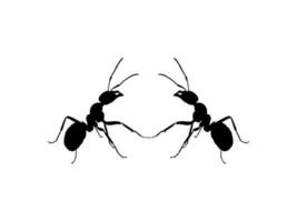 Pair of the Ant Silhouette for Art Illustration, Logo, Pictogram, Website, or Graphic Design Element. Vector Illustration