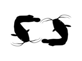 Pair of the Catfish Silhouette for Logo type, Art Illustration, Apps, Website, Pictogram or Graphic Design Element. Vector Illustration