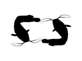 Pair of the Catfish Silhouette for Logo type, Art Illustration, Apps, Website, Pictogram or Graphic Design Element. Vector Illustration