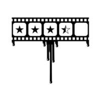 Star Rate Sign in the Bloody Filmstrip  Silhouette. Rating Icon Symbol for Film or Movie Review with Genre Horror, Thriller, Gore, Sadistic, Splatter, Slasher, Mystery, Scary. Rating 3,5 Star. Vector