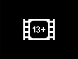 Sign of Adult Only for Thirteen Plus, 13 Plus Age in the Filmstrip. Age Rating Movie Icon Symbol for Movie Poster, Banner, Backdrop, Apps, Website or Graphic Design Element. Vector Illustration