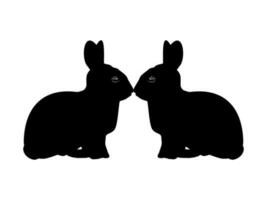 Pair of the Rabbit or Bunny or Hare Silhouette for Art Illustration, Logo Type, Pictogram, Apps, Website or Graphic Design Element. Vector Illustration