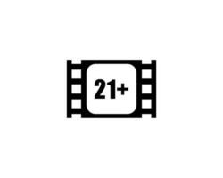 Sign of Adult Only for Eighteen Plus, 18 Plus and Twenty One Plus or 21 PlusAge in the Filmstrip. Age Rating Movie Icon Symbol for Movie Poster, Apps, Website or Graphic Design Element. Vector