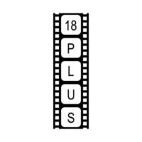 Sign of Adult Only for Eighteen Plus, 18 Plus and Twenty One Plus or 21 PlusAge in the Filmstrip. Age Rating Movie Icon Symbol for Movie Poster, Apps, Website or Graphic Design Element. Vector