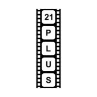 Sign of Adult Only for Eighteen Plus, 18 Plus and Twenty One Plus or 21 PlusAge in the Filmstrip. Age Rating Movie Icon Symbol for Movie Poster, Apps, Website or Graphic Design Element. Vector