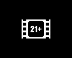 Sign of Adult Only for Eighteen Plus, 18 Plus and Twenty One Plus or 21 PlusAge in the Filmstrip. Age Rating Movie Icon Symbol for Movie Poster, Apps, Website or Graphic Design Element. Vector