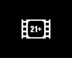 Sign of Adult Only for Eighteen Plus, 18 Plus and Twenty One Plus or 21 PlusAge in the Filmstrip. Age Rating Movie Icon Symbol for Movie Poster, Apps, Website or Graphic Design Element. Vector